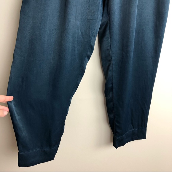 ANTHROPOLOGIE Blue Satin Tie Waist Trouser Pants - Picture 7 of 12